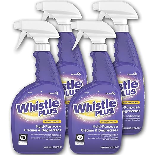 Diversey CBD540571 Whistle Plus Professional Multi Purpose Cleaner & Degreaser, Heavy Duty Stain Remover with Citrus Scent, Ready-to-Use Capped Spray, 32-Ounce (Pack of 4)