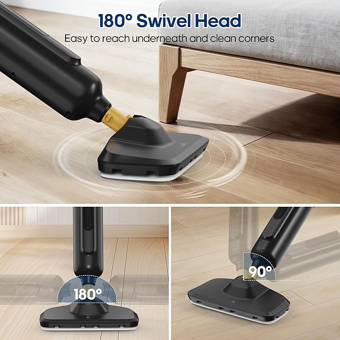 NEWBULIG Steam Mop for Hardwood/Tile/Carpet, Lightweight Steamer Cleaner for Floor Cleaning, 16.4 FT Cord and 2 Washable Pads