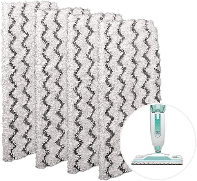 F Flammi 4-Pack for Shark Steam Mop Replacement Pads Compatible with S1000 S1000A S1000C S1000WM S1001C S2001, Heavy-Duty Washable Microfiber Pads for All Hard Floors