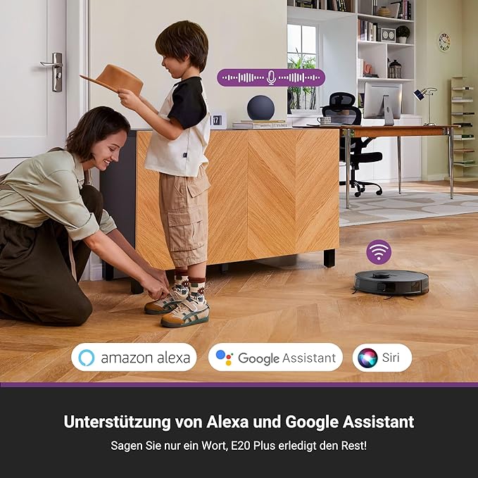 Eureka E20 Robot Vacuum with Bagless Self Emptying Station, Robotic Vacuum and Mop Combo, 45-Day Capacity, Upgraded 8000Pa Suction and Anti Hair-Tangling Brush, LiDAR Navigation, App Control