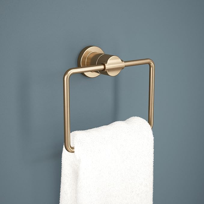 Delta Hand Towel Holder | Square Champagne Bronze Ring for Hanging Towels in Kitchen, Bathroom | Nicoli Accessories