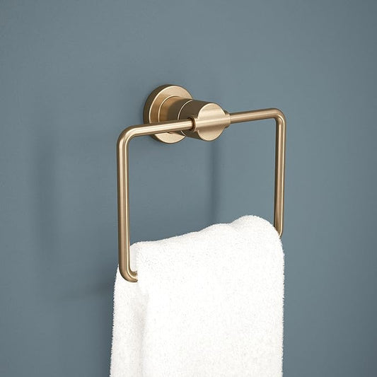 Delta Hand Towel Holder | Square Champagne Bronze Ring for Hanging Towels in Kitchen, Bathroom | Nicoli Accessories