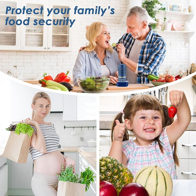 Cudinham Fruit and Vegetable Purifier Cleaner Washing Machine Capsule Shape Disinfection OH-ion Purification Technology for Cleaning Grains Rice Meat Seafood, Blue