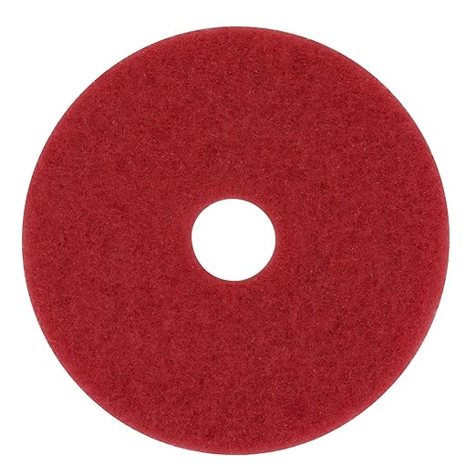 3M Buffer Floor Pad 5100, Red, 20", 5/Case, Removes Soil, Scratches, Scuff, and Black Shoe Heel