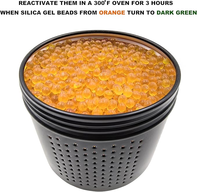 Gun Safe Dehumidifier 200g - Silica Gel Desiccant Canister, Moisture Absorber for Gun Cabinets & Safes, Protect 160 Cubic Feet, Black, Aluminum Shell