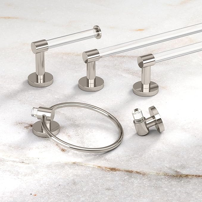 Gatco Clarion 24" L Towel Bar, Crystal-Clear Acrylic Polished Nickel