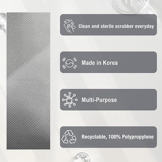 Daily Dish Scrubber Sheet Non-Scratch Household Disposable Cleaning Sponges | Recyclable, Eco-Friendly & Perfect for Kitchen, Home Cleaning and Outdoor Use (6, Grey)
