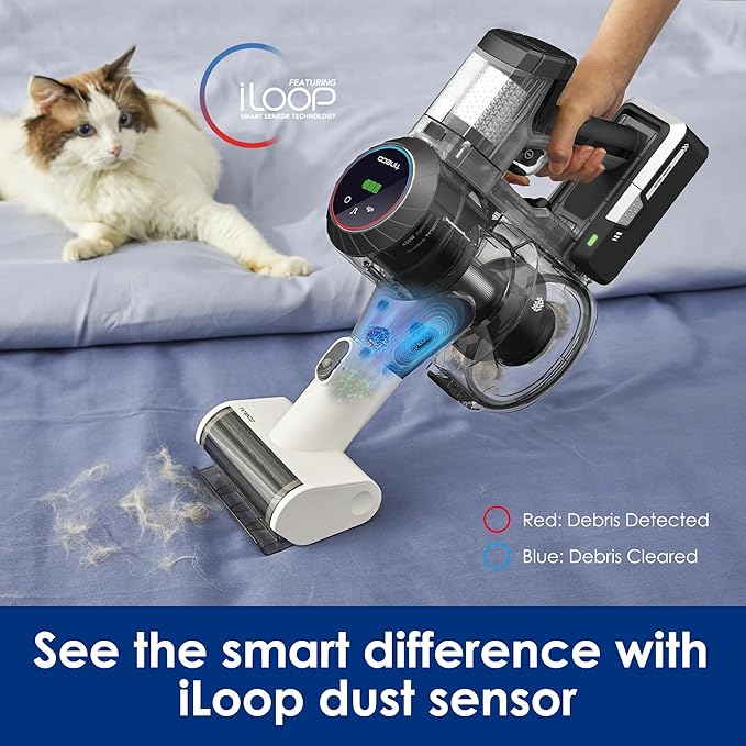 Tineco Cordless Vacuum Cleaner, Smart Stick Handheld Cleaner Strong Suction & Lightweight, Cordless Handheld Vacuum Deep Clean Hair, Hard Floor, Carpet, Car