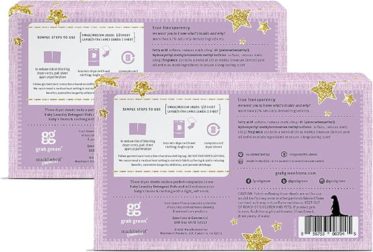 Grab Green Baby Laundry Dryer Sheets, 160 Sheets, Dreamy Rosewood Scent, Plant Based, Softens Clothing and Linens, Reduces Static Cling