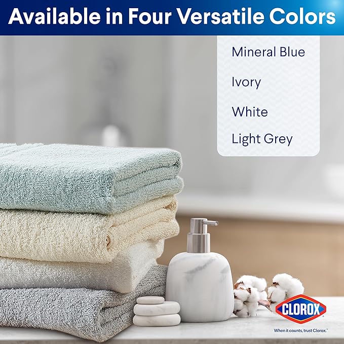 CLOROX Bleach Friendly Towel Set, Quick Dry 100% Cotton Highly Absorbent Lightweight, 2 Bath, 2 Hand, 2 Washcloth Towels Ideal for Everyday Use (6 Pack, Ivory)