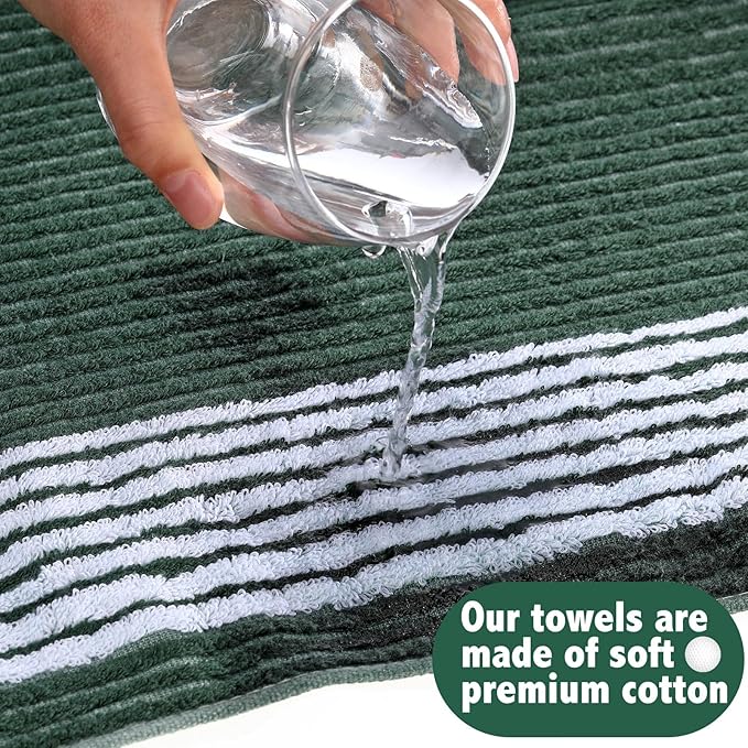 Buryeah Golf Towel 22 x 44 Inch Cotton Golf Caddy Towel Camping Large for Caddies Golfers Tour Players Club with Stripe