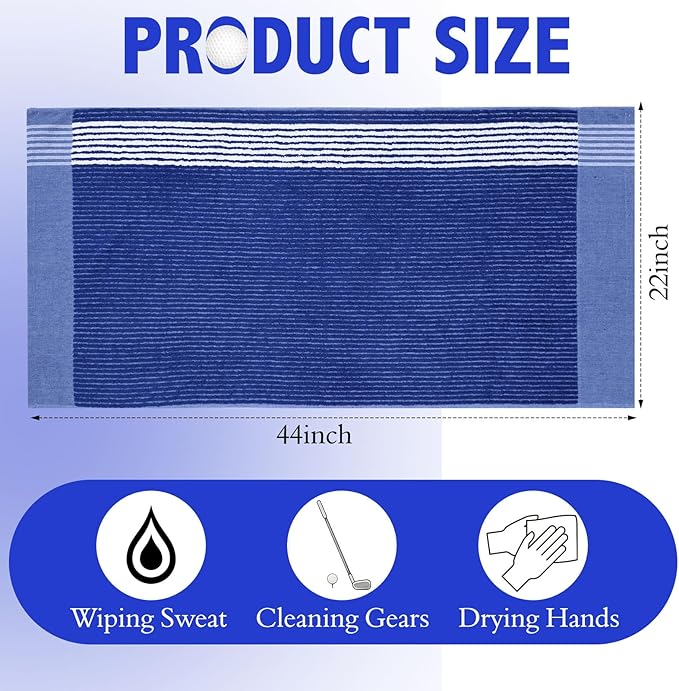 Buryeah Golf Towel 22 x 44 Inch Cotton Golf Caddy Towel Camping Large for Caddies Golfers Tour Players Club with Stripe