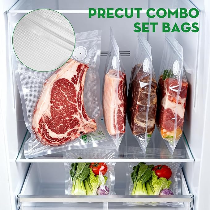 Reusable Vacuum Sealer Bags for Food, 30 Small (8.7 x 11.8 in, 11.8 x 13.8 in) Food Storage Bags, Freezer, Microwave, Odor-Resistant, Leak-Proof, Fit with Compact Vacuum Sealers