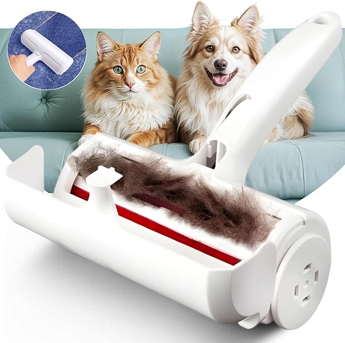 Dog/Cat Hair Roller Remover [Reinforced Handle], Reusable Lint Roller - for Couch, Carpet, Clothing & Bedding