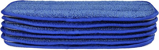 CleanAide All-Purpose Microfiber Twist Yarn Mop Pads for Dust, Dirt & Pet Hair, Hook & Loop Backing, Machine Washable & Reusable, Home & Commercial Cleaning, 10-Inch, 6-Pack, Blue