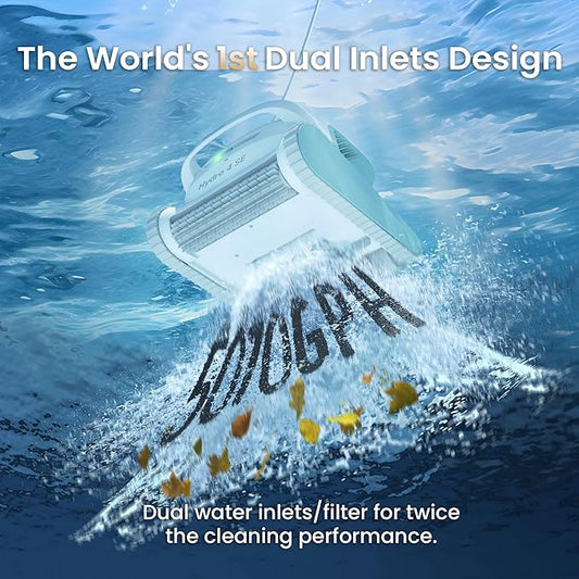 Hydro 4SE Robotic Pool Cleaner, Wired Automatic Pool Vacuum with Wall & Waterline Cleaning, Oversized Top-Loading Filter, Dual Inlet System Pool Robot for Inground/Above-Ground Pools Up to 40FT