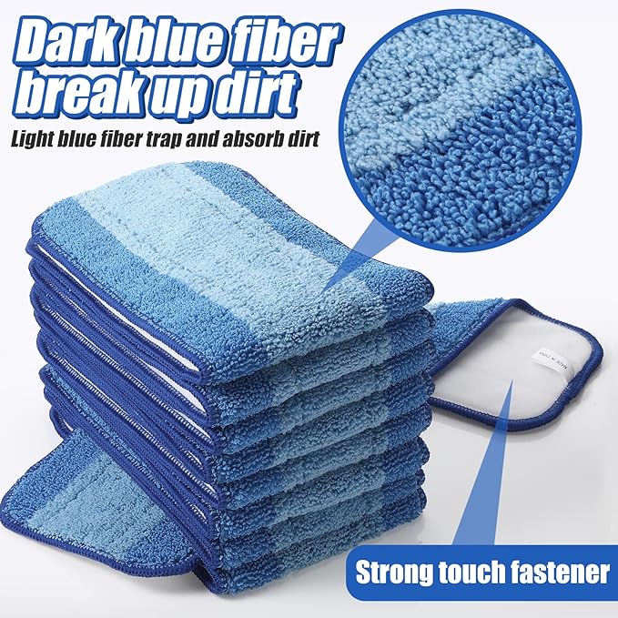 50 Pieces Microfiber Cleaning Pads Compatible with Bona Mop Reusable 18 Inch Replacement Cleaning Pads Washable Refills Replacement Heads for Floor Cleaning