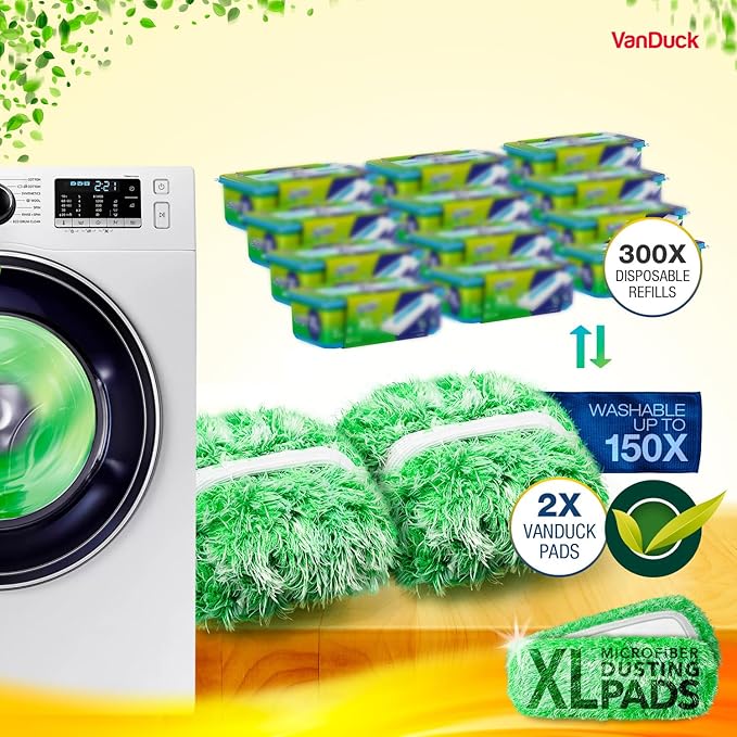 VanDuck X-Large Dust Mop Refill for Swiffer XL (2 Pack) - Microfiber Pet Heavy Duty Dry Sweeping Refills - Reusable Mop Pad