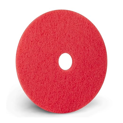 Americo Red Buffer Floor Pad, for Light Cleaning and Buffing, 11" Diameter, 3.25" Center Hole, 5 Pads/Case, Made of 100% Recycled Content, USA Made
