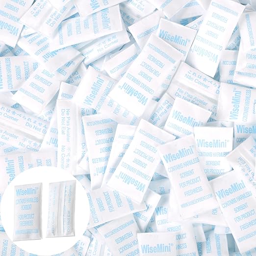 0.5 Gram 500 Pack Silica Gel Packs, Dessicant Packets, Moisture Absorbers for Food Storage, Food Grade Desiccant Dehumidifiers, WiseMini