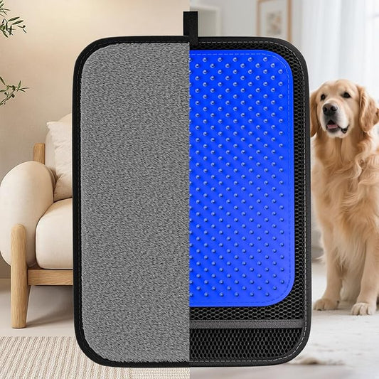 2 in 1 Pet Hair Removal Glove, Upgraded Pet Hair Remover Tool, Gentle Shedding Silicone Brushes for Dogs & Cats, Efficient Pet Hair Gloves for Couch Carpet Clothing (Blue)