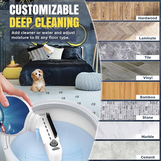 VENETIO Innowellclean Water Filtration Triangle Spin Mop and Bucket Set for Floor Cleaning - Self Wringing/Dry/Wet All-in-One Microfiber Mop System for Home Hardwood, Laminate, Tile (2 Pads)