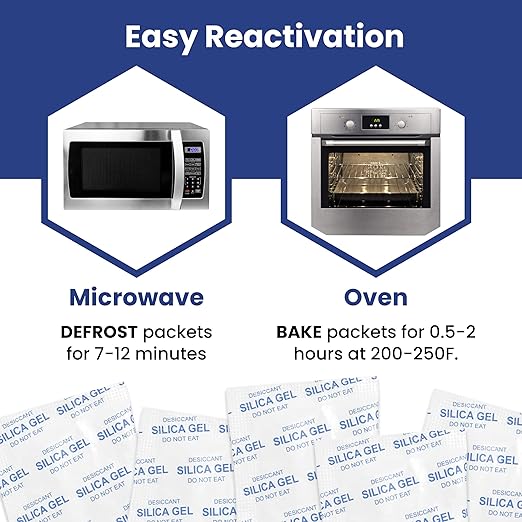 Wallaby 2 gram (500 Packets) Food Safe Pure White Silica Gel Desiccant Dehumidifier Packs - Rechargeable & Coated Moisture Absorbers - Protects Against Moisture Damage - (Packed in 100x Sets of 5)