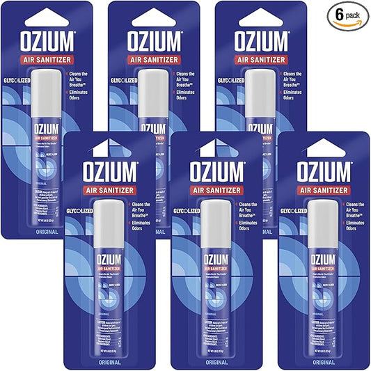 Ozium 0.8 oz. Air Sanitizer & Odor Eliminator for Homes, Cars, Offices and More, Original Scent, Pack of 6