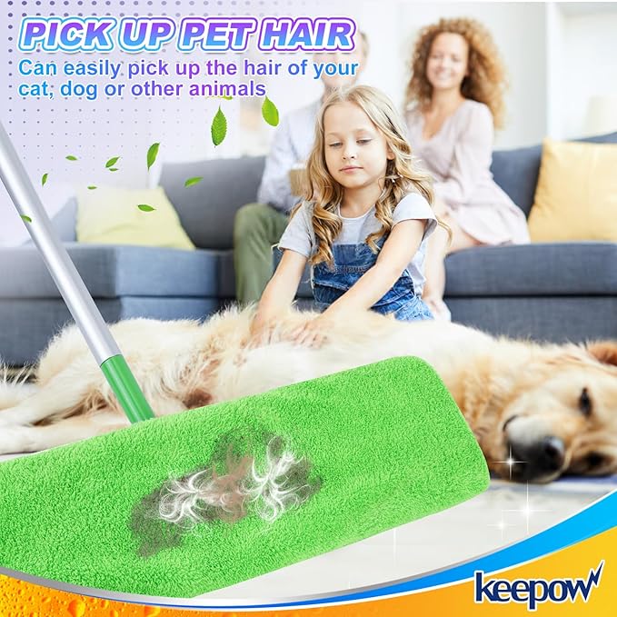KEEPOW Reusable Mop Refill Pads Replacement Compatible with Swiffer XL, XL Wet Refills for Hardwood Floor Cleaning,4 Pack