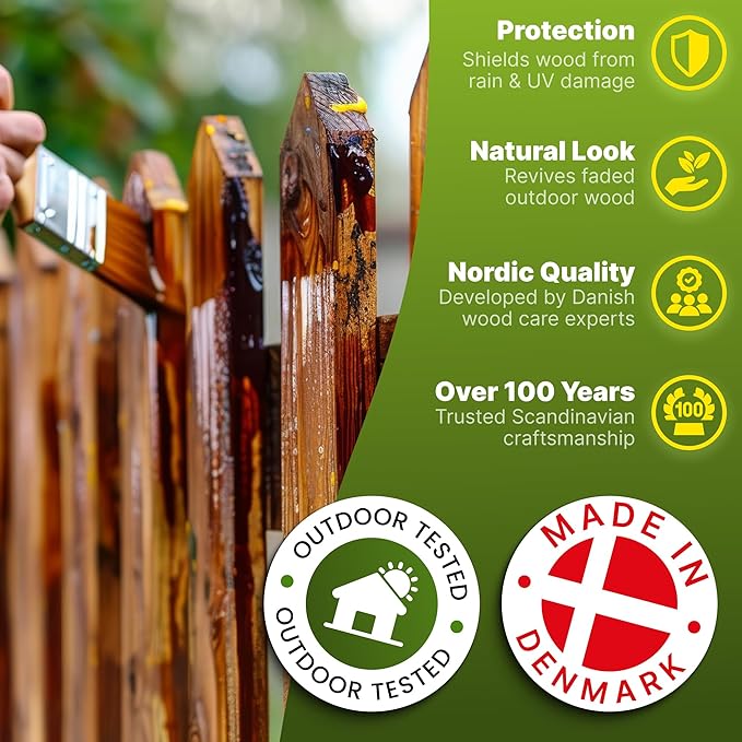 Nordicare Sealing Wood Oil for Outdoor Garden Furniture - Teak Oil for Wood Outdoor Furniture - Suitable for All Outdoor Types of Wood, for Wood Exterior Protection - Easy to Apply 16.9 Oz