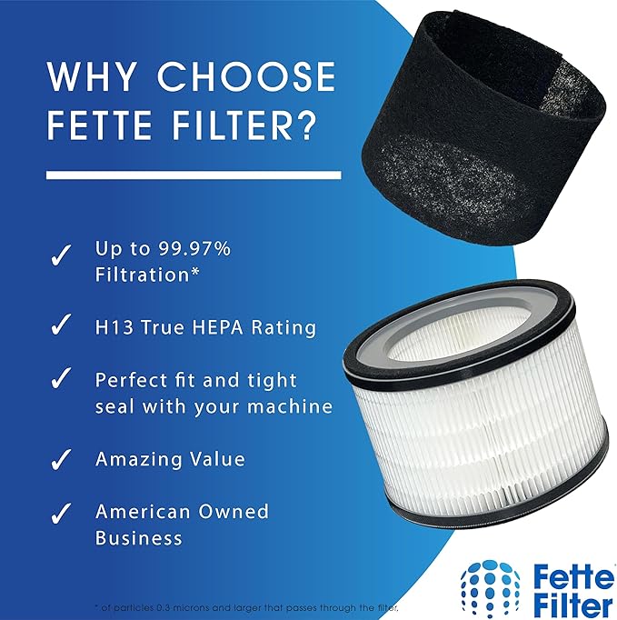 Fette Filter - HS-1946 True HEPA H13 Filter Crane EE-5068 & Jetery JT-8115m Air Purifiers, Part Number HS-1946 Includes 2 High-efficiency True Hepa Replacement Filters.