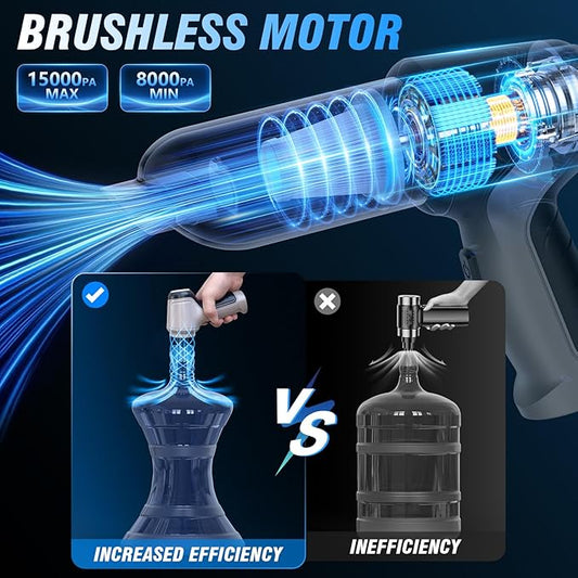 Handheld Car Vacuum Cleaner 12 Handheld Car Vacuum - 15000Pa Cordless Wet/Dry, 120W High Power with Complete Accessory Kit for Cars, Pet Hair, Home & Office Black