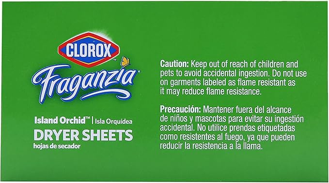 Clorox Fraganzia Fabric Softener Dryer Sheets, Island Orchid Scent - Wrinkle Reducing Scented Softening Laundry Dryer Sheets for Great Smelling Clothes, 105 Count