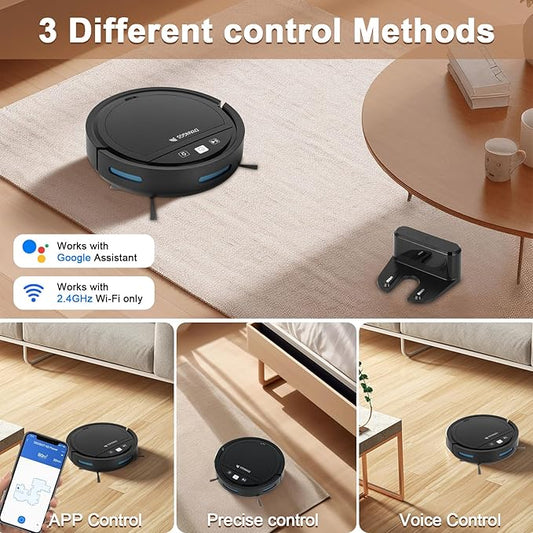 Robot Vacuums and Mop, Sweeping and Mopping Robot Wi-Fi/Voice/App Robot Vacuum pet Hair,Drop Proof,Electric Floor Cleaner for Mopping,Ultra Slim,Ideal for Hard Floors, Carpets