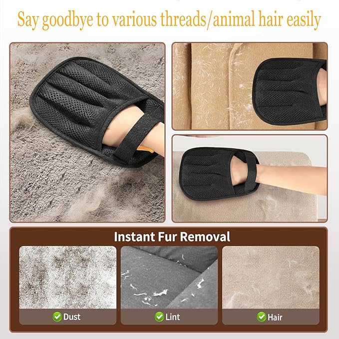 Pet Hair Removal Glove,Magic Brush Pet Hair,Five-Finger Electrostatic pet Hair Remover Glove,Laundry/Couch/Carpet/Car Seat for 2025 New Reusable Magic Brush Cat & Dog Remover Tool