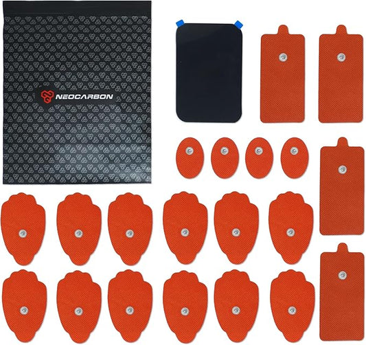 Reusable Electrode Pads for TENS EMS Unit, 20 Replacement Premium Pads and 1 Plastic Holder, Red