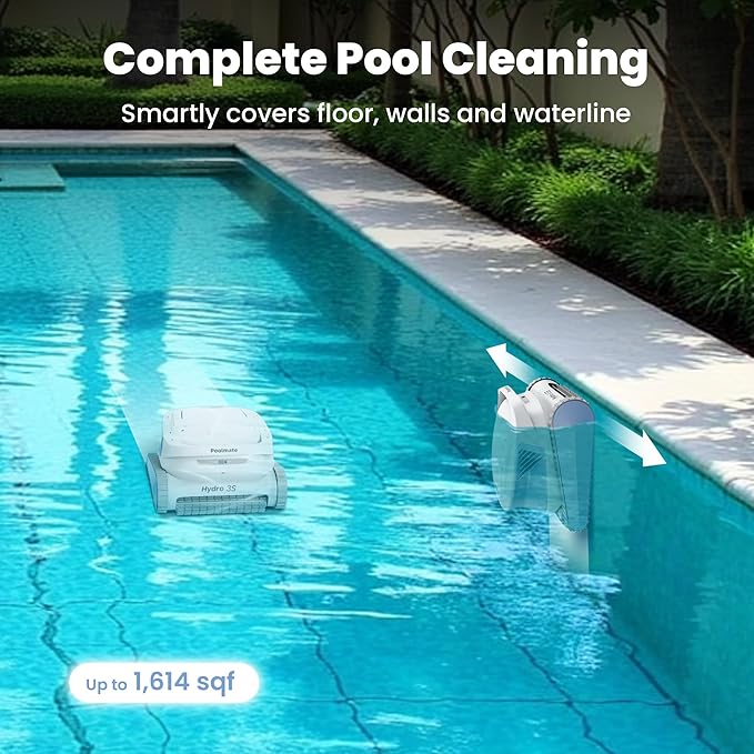 Chasing Robotic Pool Cleaner, Cordless Pool Vacuum 300 Mins Runtime for Above Ground Pools, Pool Robot 4.1L Filter Basket, Auto Waterline/Wall Cleaning for Inground Pools