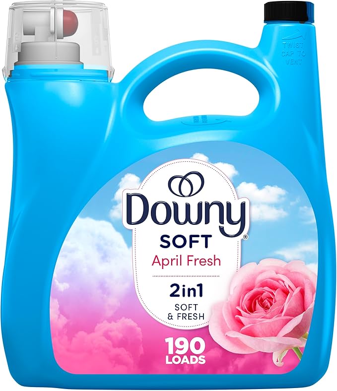 Downy Soft, 2 in 1 Soft and Fresh Liquid Fabric Softener, April Fresh, 140 fl oz, 190 Loads, Fabric Conditioner Liquid provides softness and freshness for fabrics