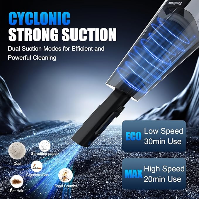 Car Handheld Vacuum Cordless Car Vacuum Cleaner for Drivers, Office, Home & Pet Hair, with True Brushless Motor, Ultra-Strong Suction, Large Battery & Big Dust Cup, Type-C Fast Charging