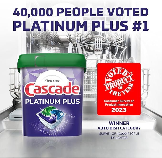 Cascade Platinum Plus ActionPacs Dishwasher Detergent Pods, Dishwasher Soap, Mountain, 52 Count