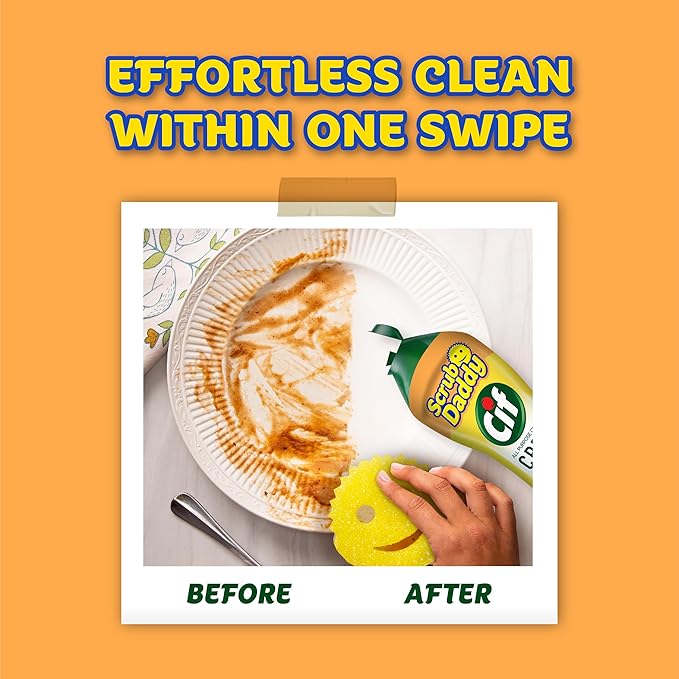 Scrub Daddy Sponges + Scrub Mommy + Cif All Purpose Cleaner, Original - Non Scratch Sponges for Kitchen + Bathroom - Scrubber and Multipurpose Cleaner Cream - Cleaning Supplies Kit