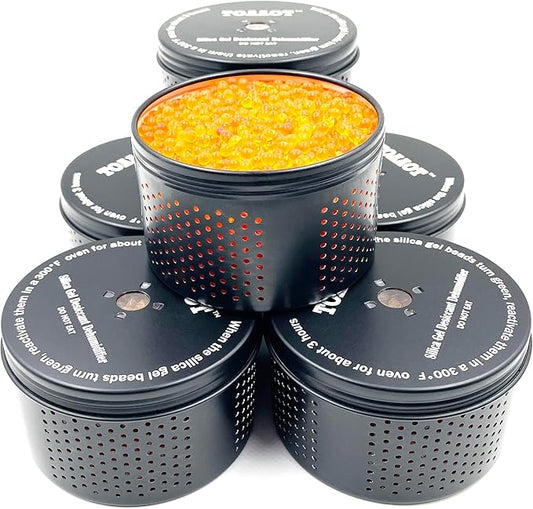 Gun Safe Dehumidifier 200g - Small Reusable Indicating Silica Gel Canister, Portable Moisture Absorber Prevents Corrosion for 160 Cubic Feet Gun Cabinets & Safes, Black