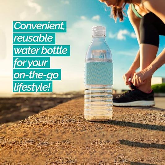 Copco Hydra 16.9 oz Water Bottle with Leak-Proof Lid - Tritan Reusable with Textured Grip Sleeve - BPA-Free, Shatter-Resistant, Dishwasher Safe for Travel, Gym, Work, Outdoors (Robins Egg Blue)