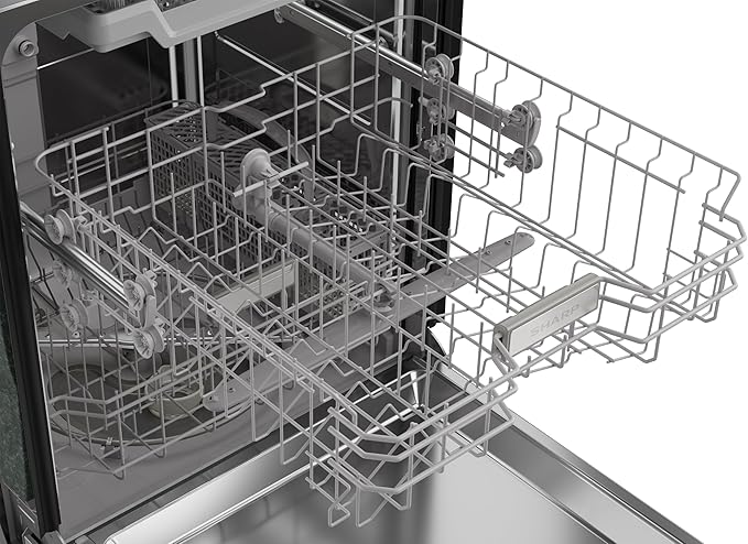 Sharp SDW6506JS 24-inch Stainless Steel Dishwasher, 49 dB, Third Rack, 12 Place Settings, Front Touch Controls