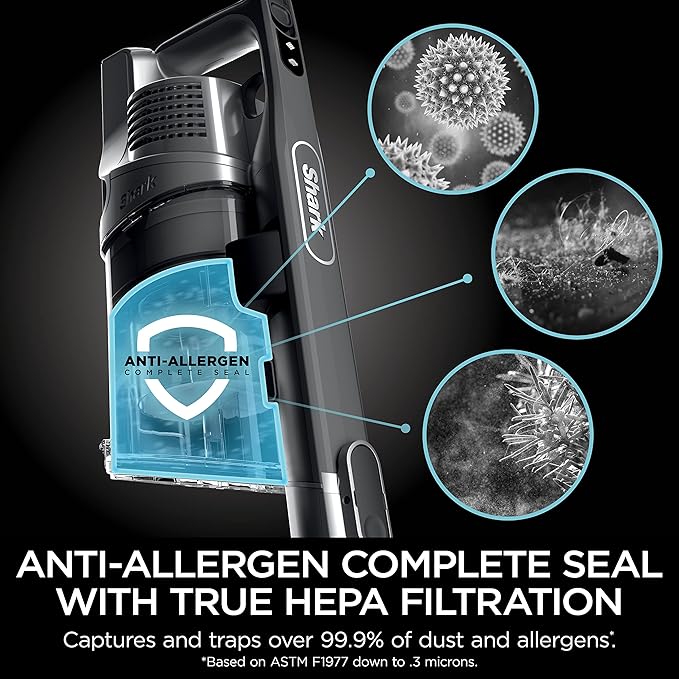 Shark Cordless Vertex Pro Lightweight Cordless Stick Vacuum with DuoClean PowerFins, HEPA Fitler, Anti-Allergen Complete Seal, LED Headlights, For Carpets & Hardfloors, Red, IZ662H