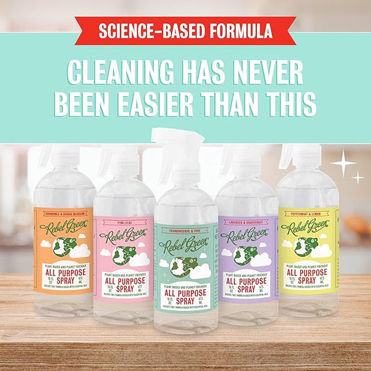 Rebel Green Natural All-Purpose Cleaning Spray - Plant-Based Multi-Surface Cleaner with Essential Oils for Kitchen, Bath, Countertops and More - Frankincense - 16 oz - 2 Pack