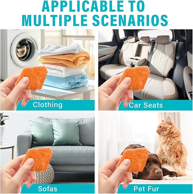 Pet Hair Remover for Laundry, 6Pcs Reusable Lint Remover for Laundry Pet Hair Catcher, Soft Dog Hair Remover for Washing Machine, Orange&Green