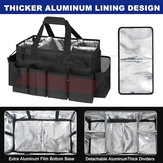 Cleaning Caddy Bag, Extra Large Cleaning Supplies Organizer for Housekeepers, Housekeeping Caddy with Handle and Detachable Padded Cushion, Black