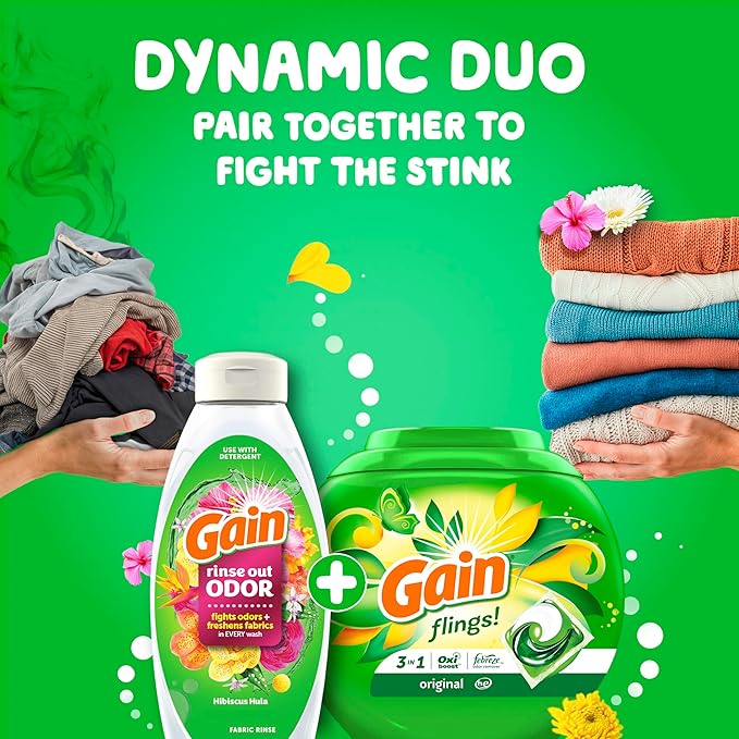 Gain Flings Laundry Detergent Pacs, 76 Count, Original Scent, with Odor Defense, concentrated laundry soap pacs