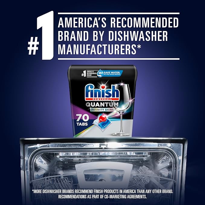 Set: Finish Quantum Shine 70 Count Dishwasher Detergent Powerball Our Best Ever Clean & Shine Dishwashing Tablets - Dish Tabs & Finish In-Wash Dishwasher Cleaner Clean Hidden Grease & Grime 3 Count